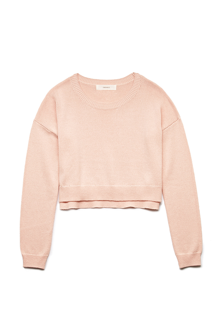 Forever 21 Lazy Day Cropped Sweater in Pink | Lyst