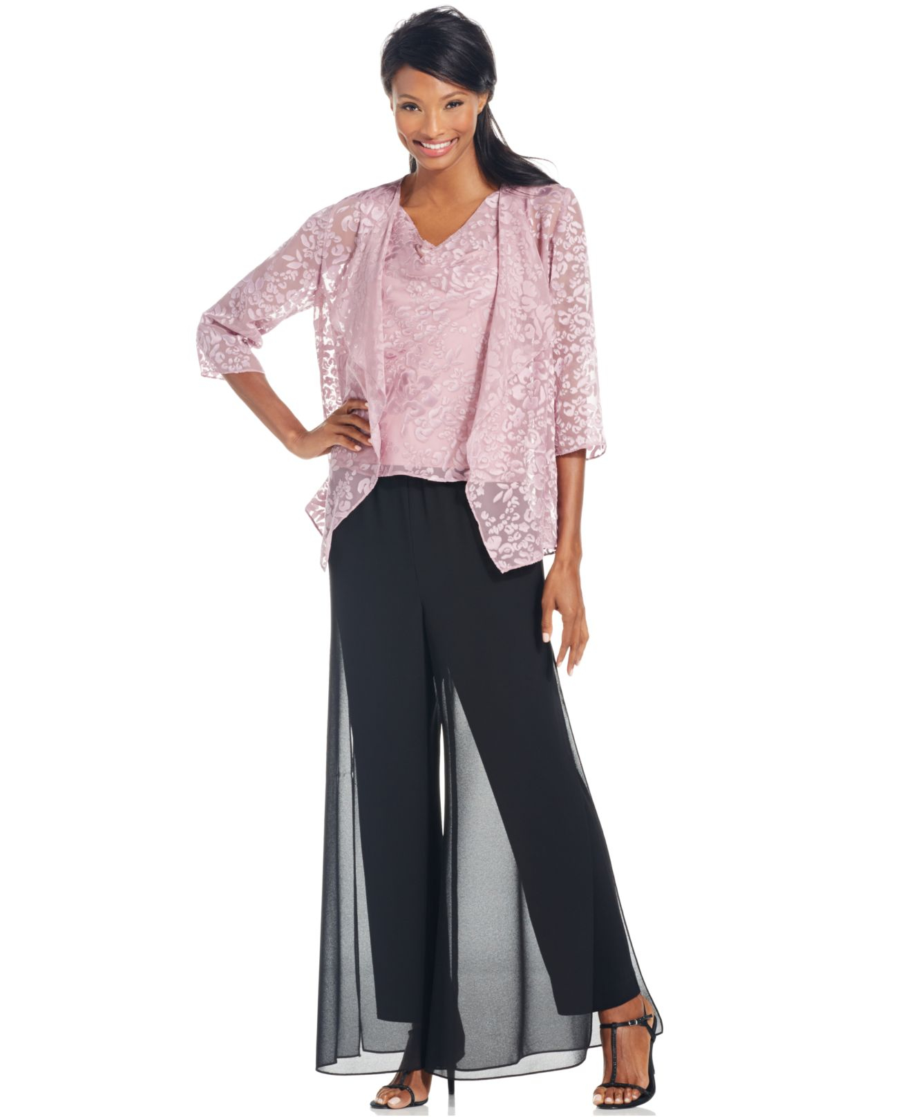 Alex Evenings Synthetic Floral Burnout Tank And Jacket Set ...