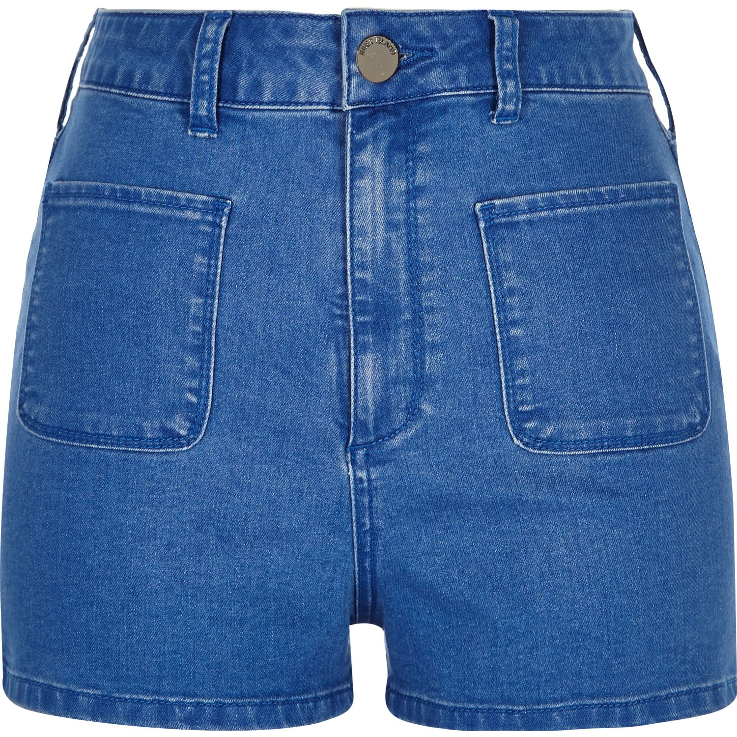 River Island Bright Blue High Rise Denim Shorts Lyst