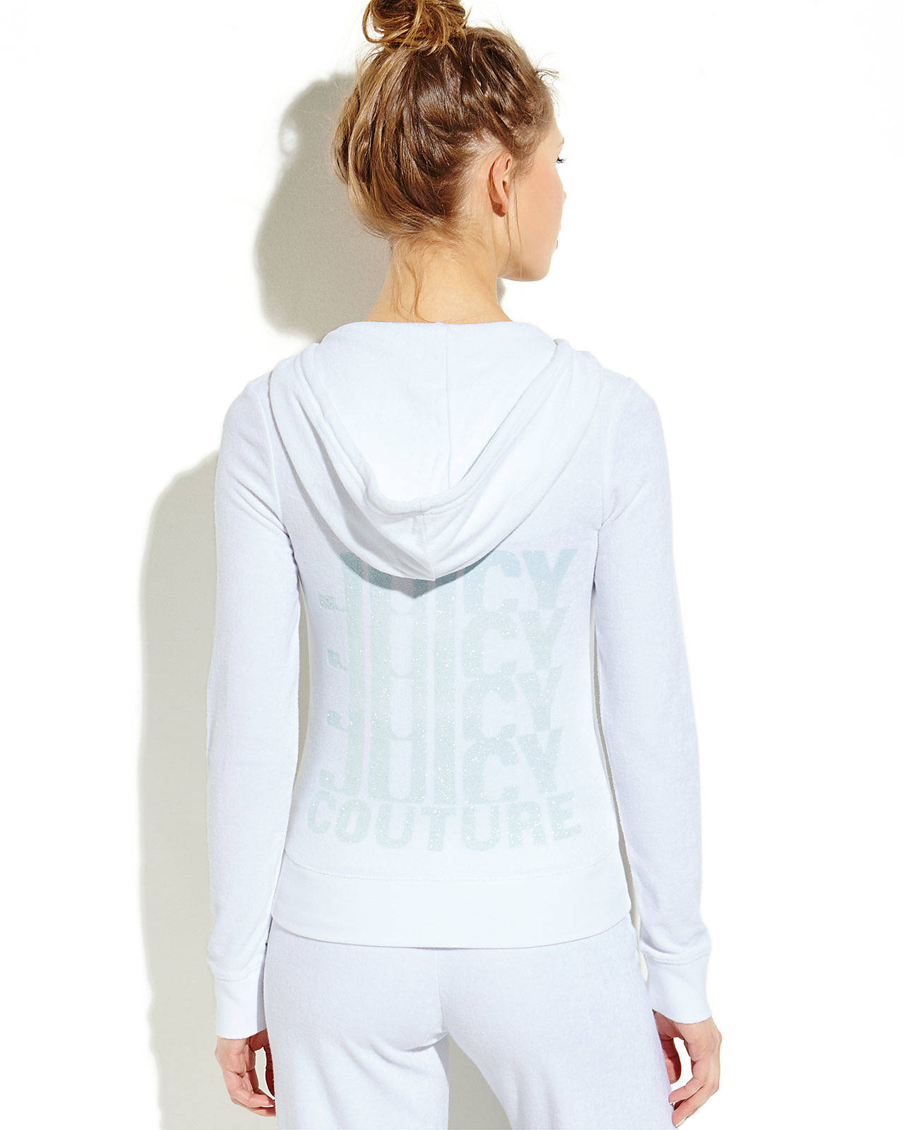 Juicy couture Repeat Terry Cloth ZipUp Hoodie in White Lyst