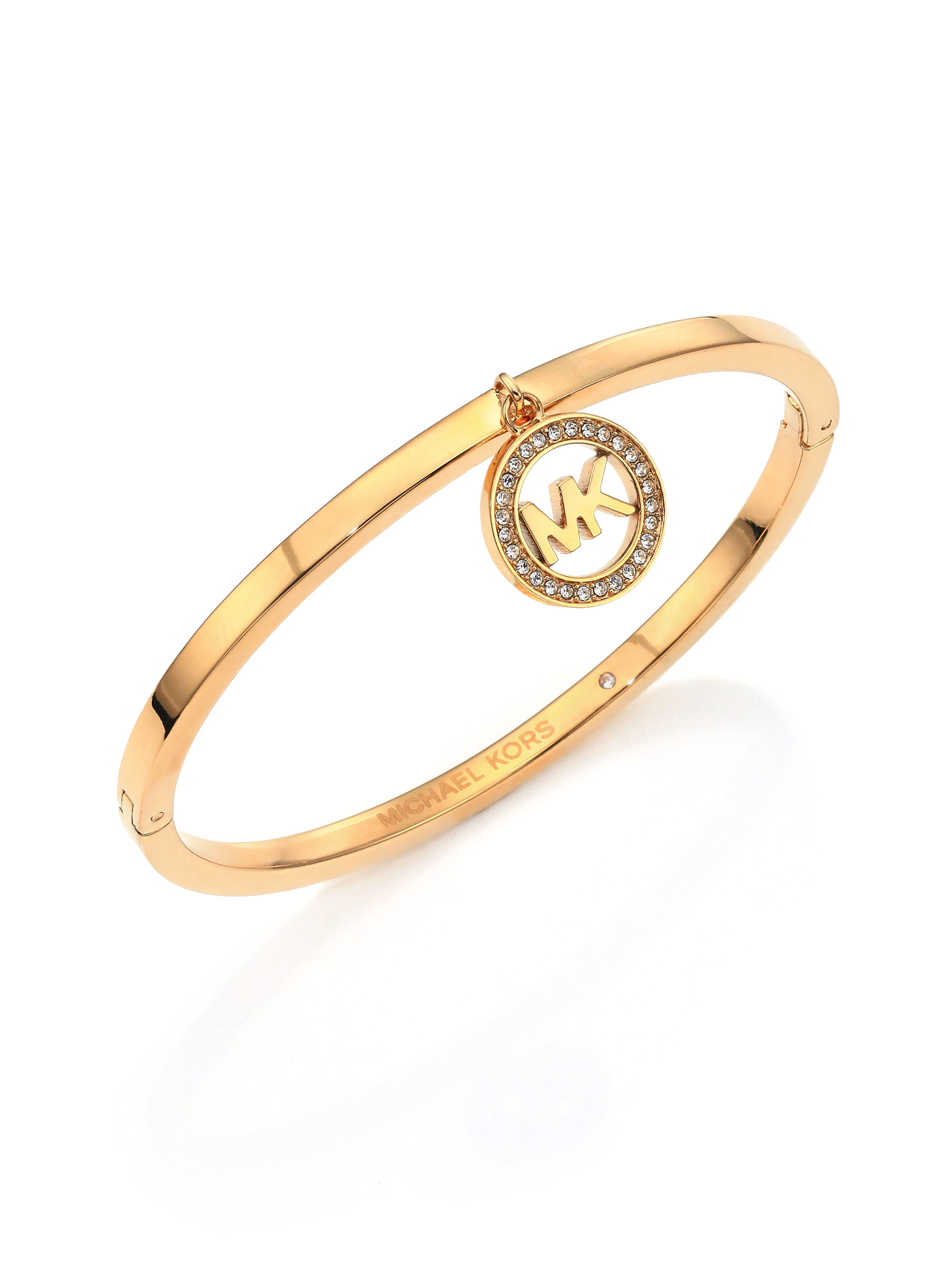Michael Kors Fulton Logo Charm Bangle Bracelet/goldtone in Metallic - Lyst