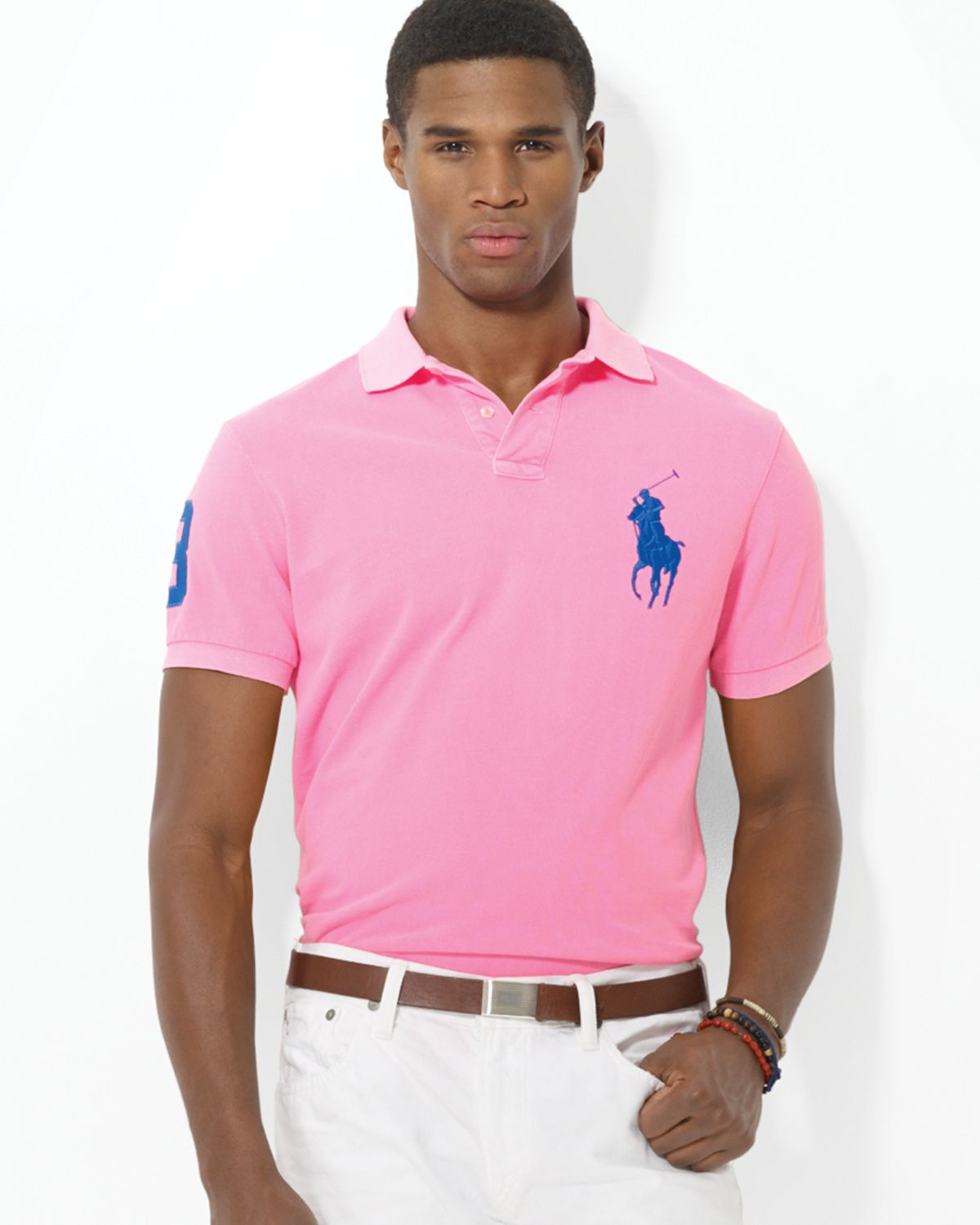 Ralph lauren Polo Custom Big Pony Mesh Polo Shirt - Slim Fit in Pink ...