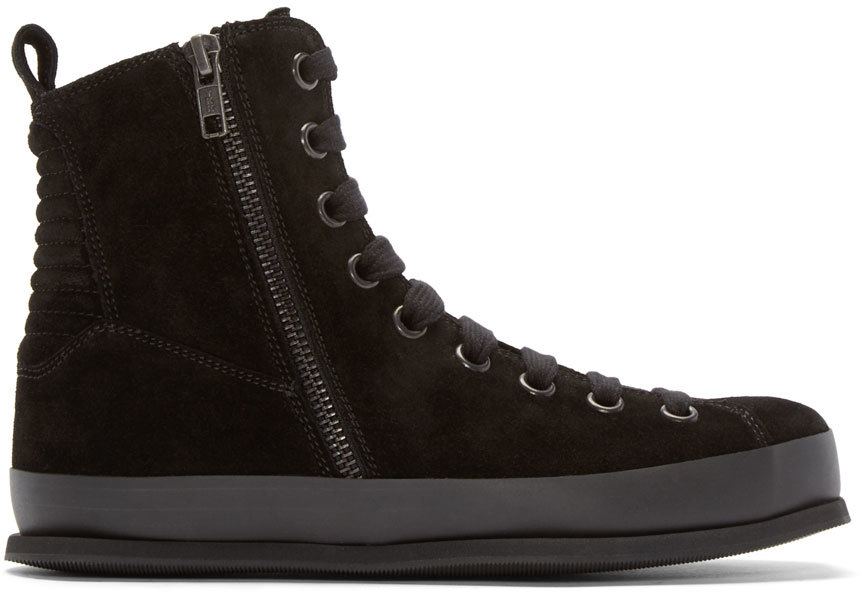 Ann Demeulemeester Black Suede High-top Sneakers - Lyst
