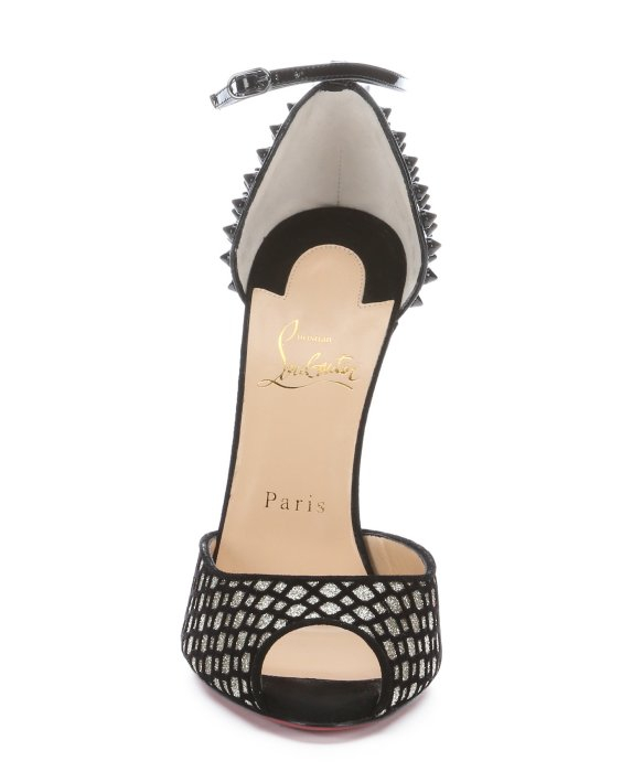 black christian louboutins - Christian louboutin Silver And Black Flocked Suede \u0026#39;Pina\u0026#39; Spiked ...