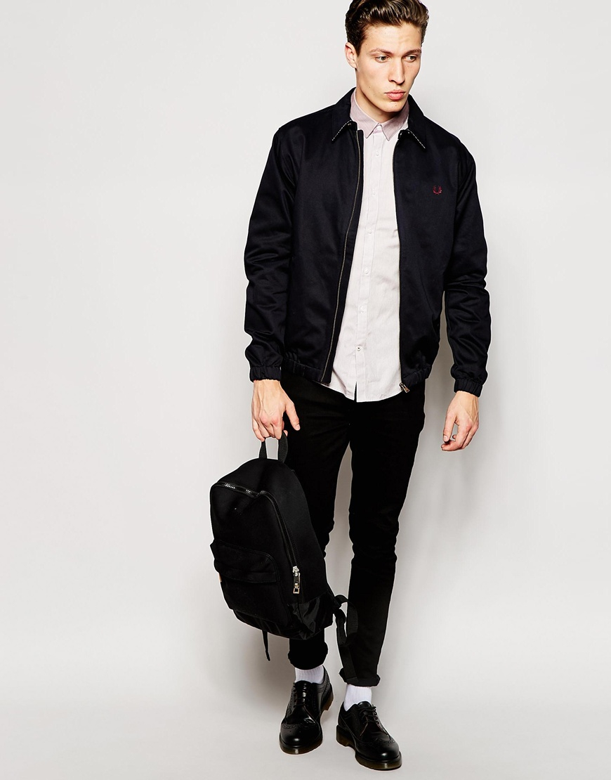 Fred Perry Harrington Jacket With Contrast Under Collar in Navy (Blue) for  Men | Lyst