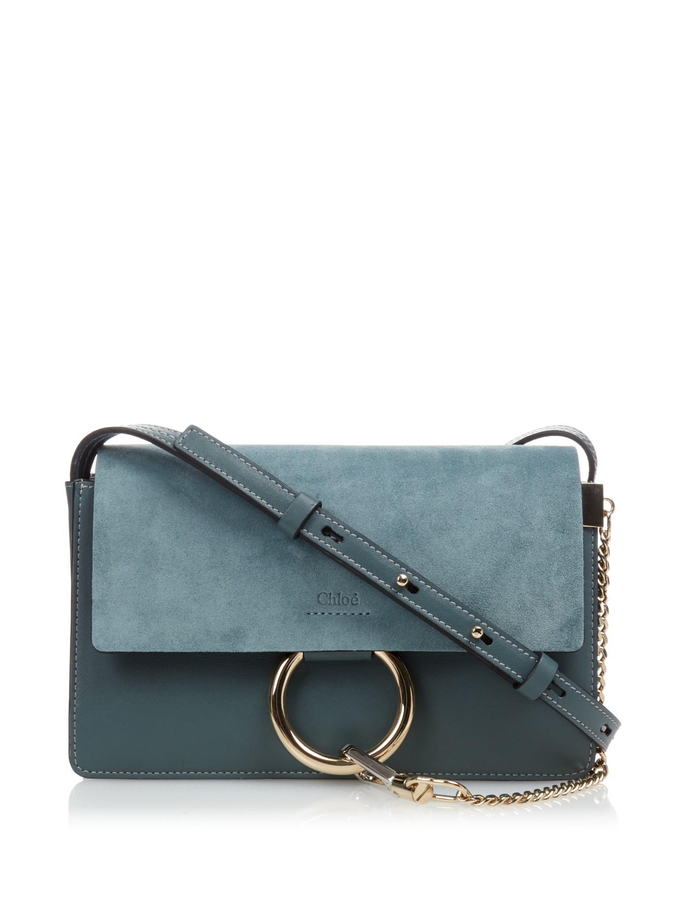 Chloe Light Blue Leather Crossbody Bag IUCN Water