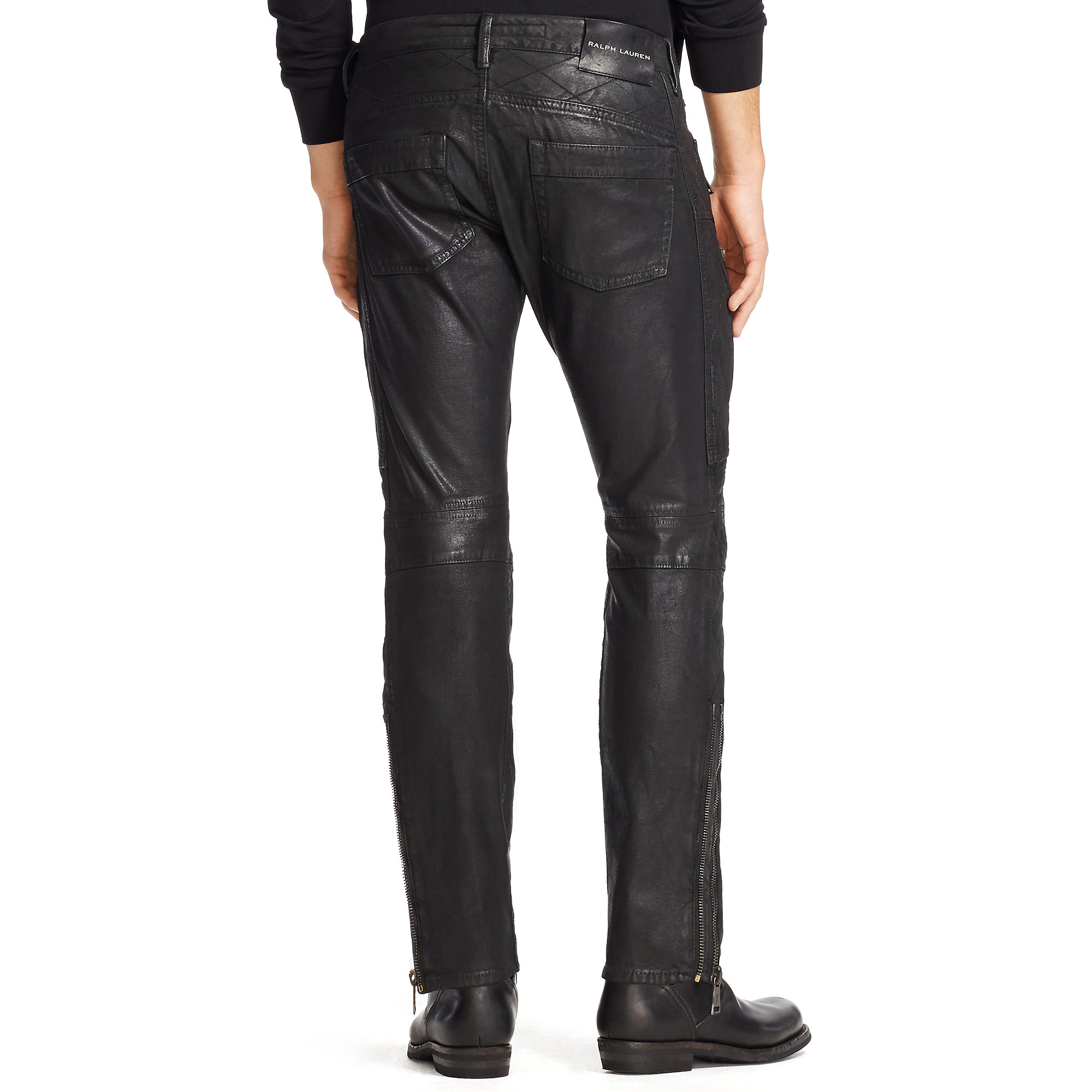 Ralph Lauren Black Label Coated Moto Jean in Black for Men - Lyst