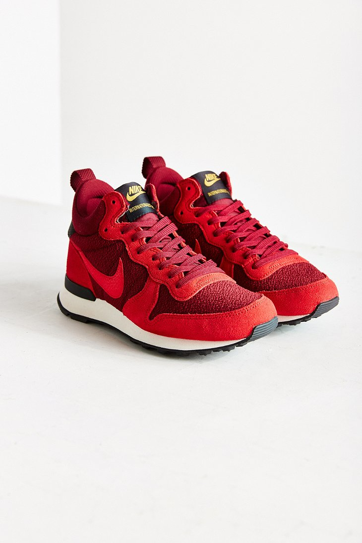 Nike Suede Internationalist Mid Sneaker in Red - Lyst