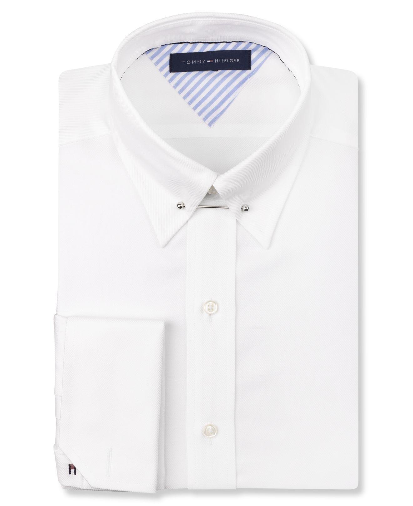 Tommy Hilfiger White French Cuff Dress Shirt With Collar Bar for Men | Lyst