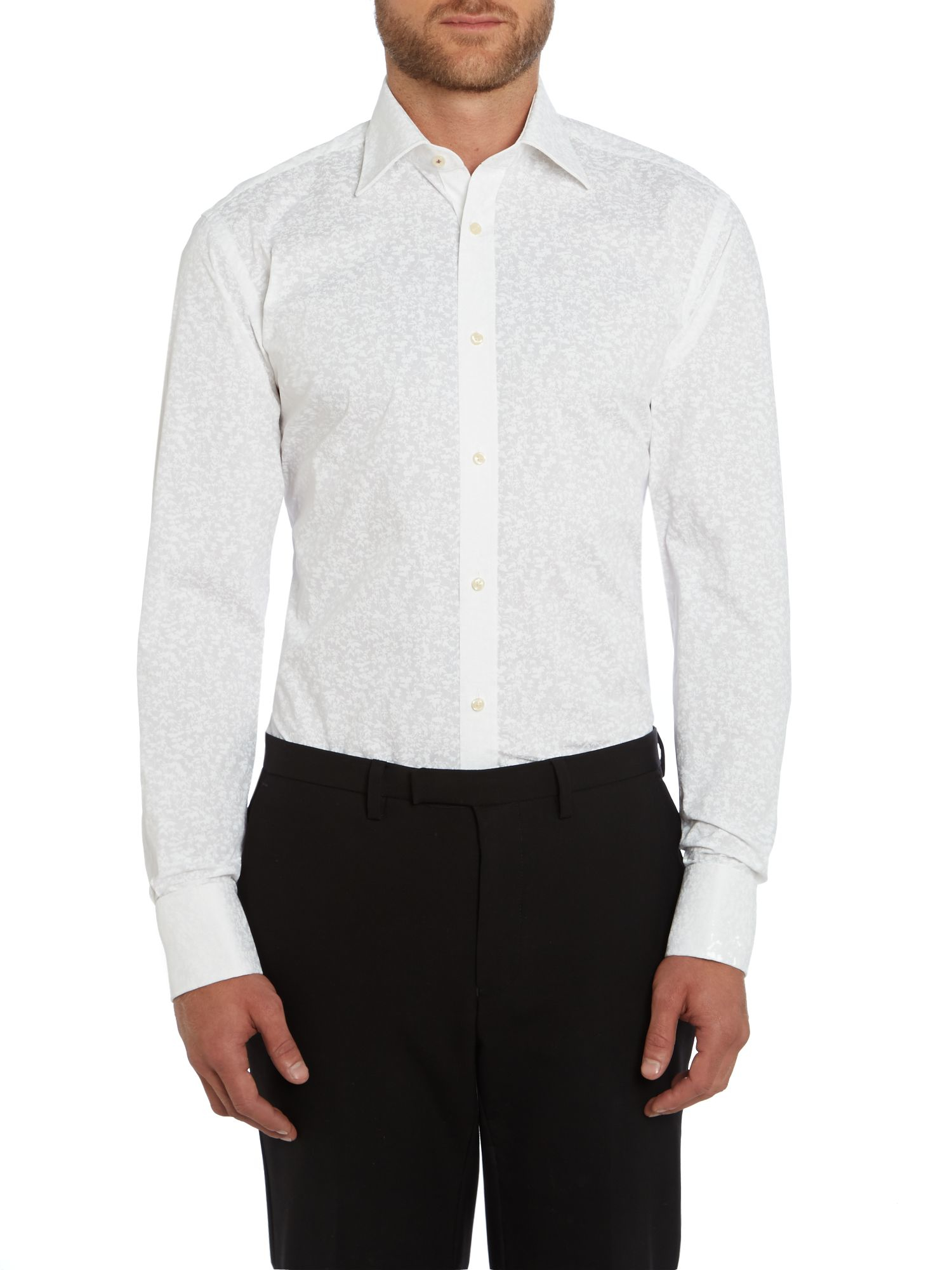 Ted Baker Flosho Floral Double Cuff Formal Shirt in White for Men - Lyst