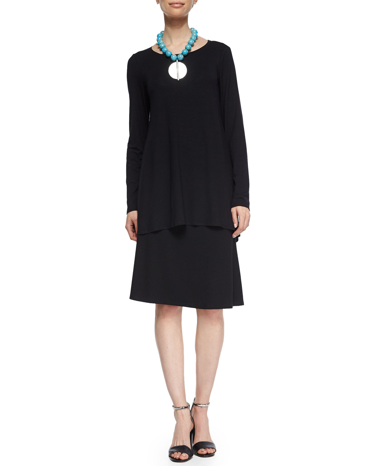 black flared skirt knee length