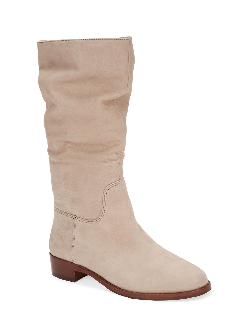 taupe mid calf boots