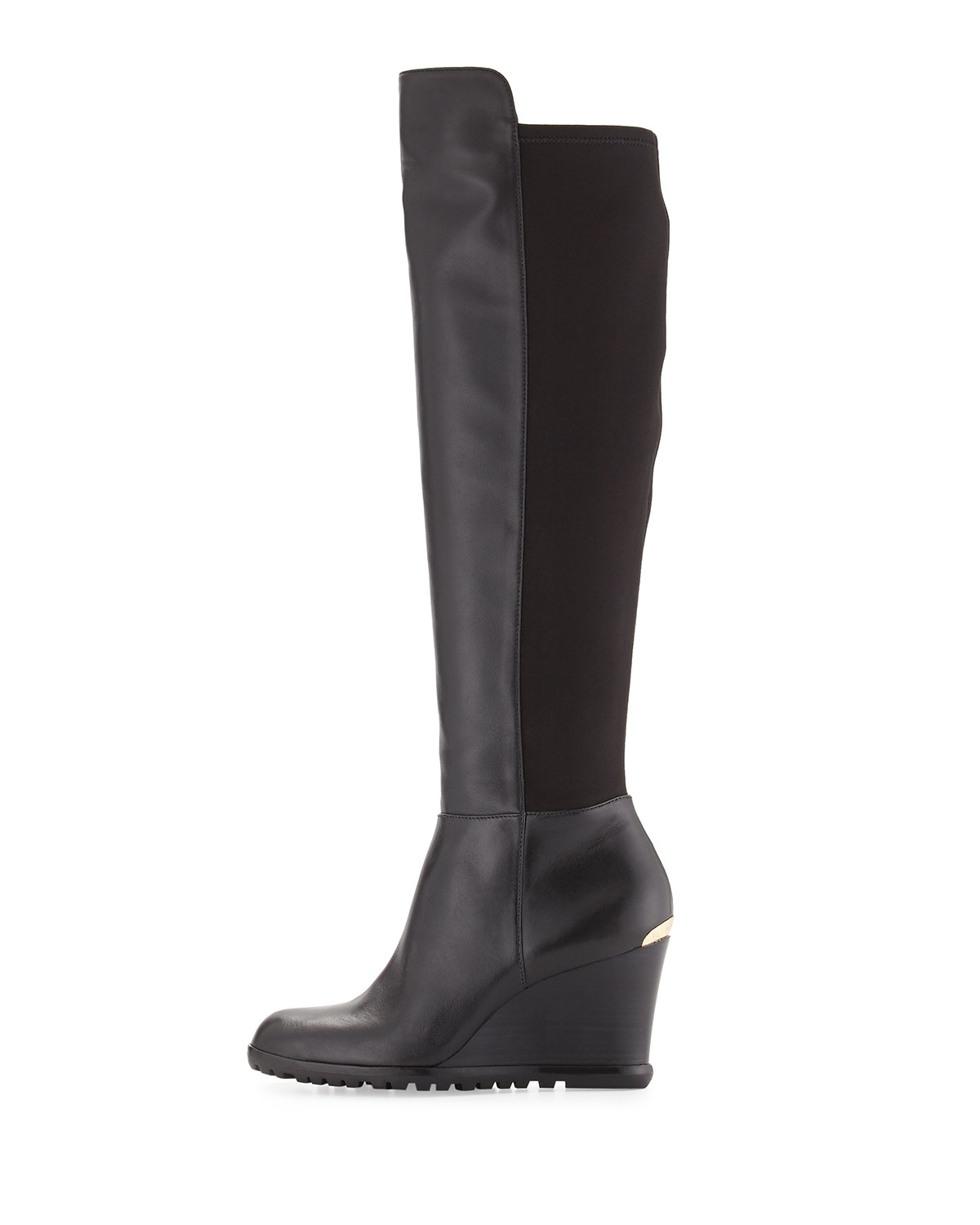 tall wedge boots black