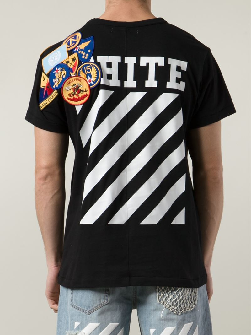 Off-White c/o Virgil Abloh Embroidered Patches T-Shirt in Black for Men |  Lyst