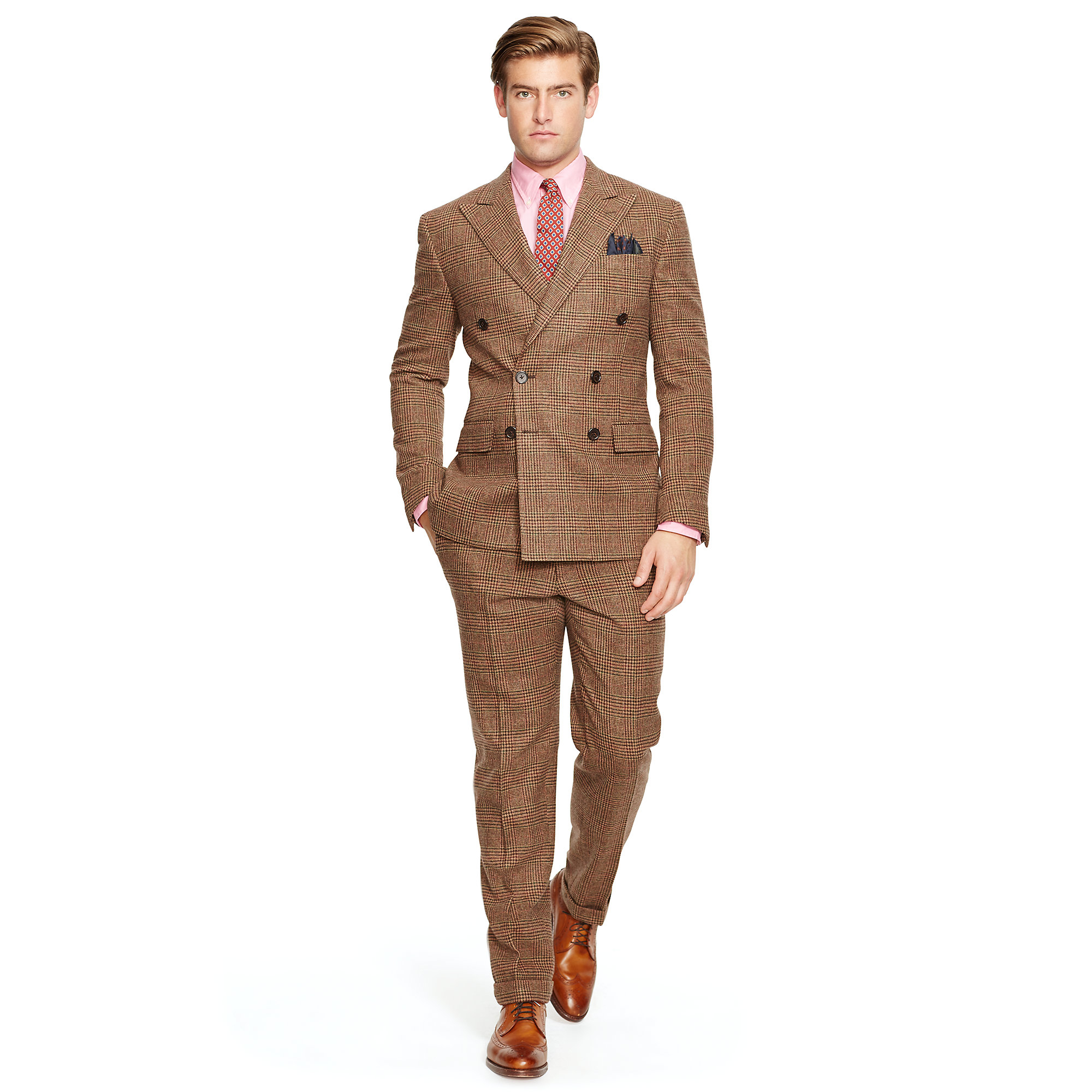 Polo Ralph Lauren Polo Glen Plaid Db Wool Suit in Brown for Men | Lyst