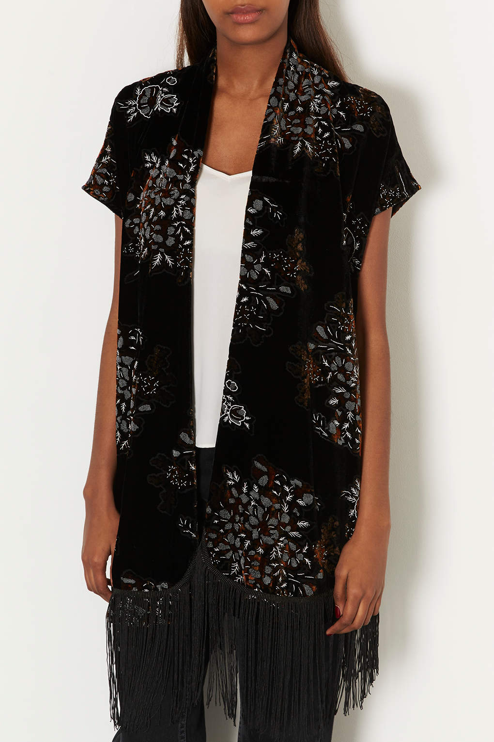 Lyst Velvet Jacquard Kimono in Black
