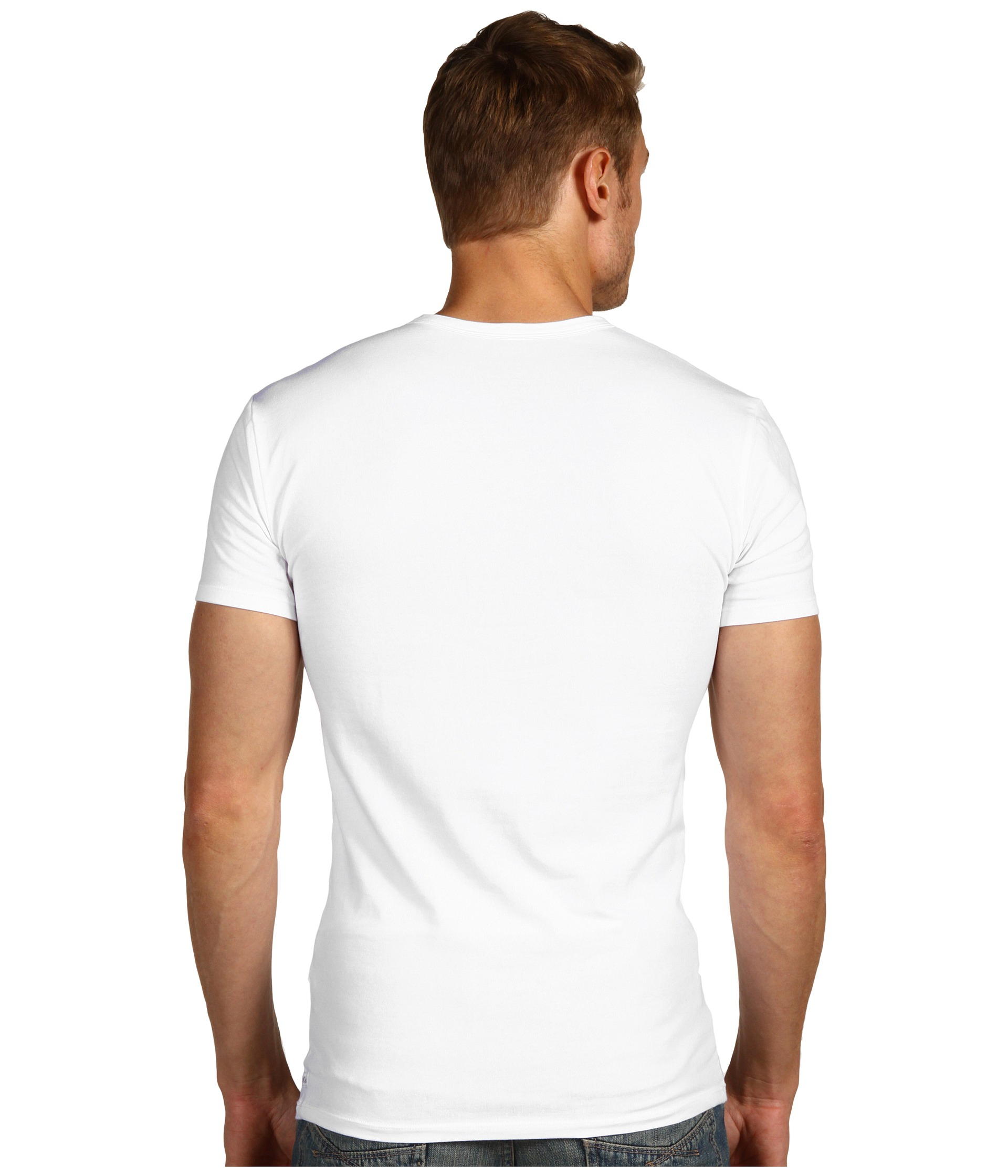 Calvin klein Cotton Stretch Vneck Twopack in White for Men | Lyst