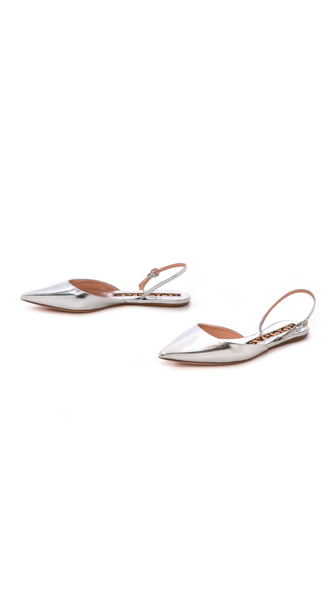 flat silver slingbacks