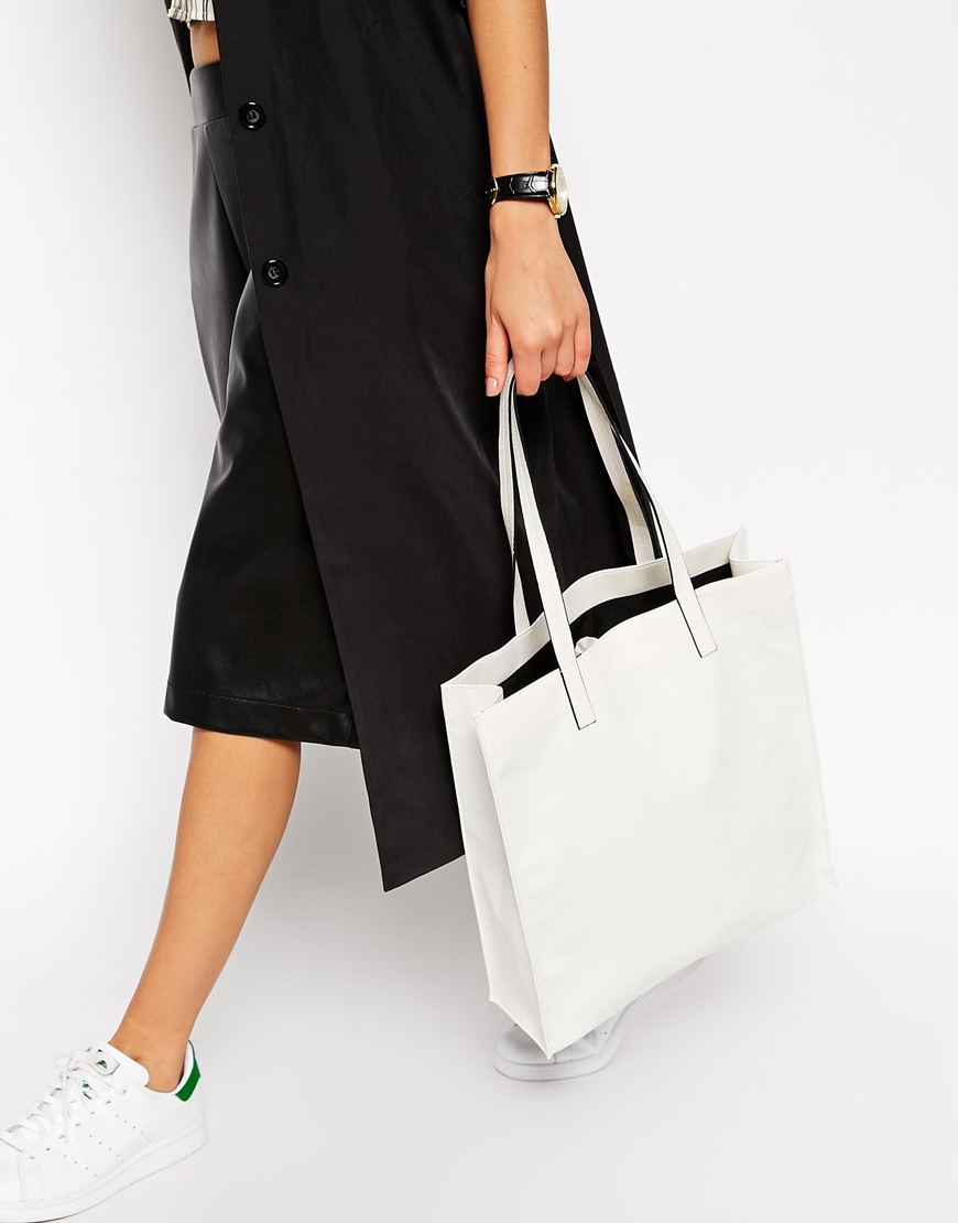 white shopper handbags