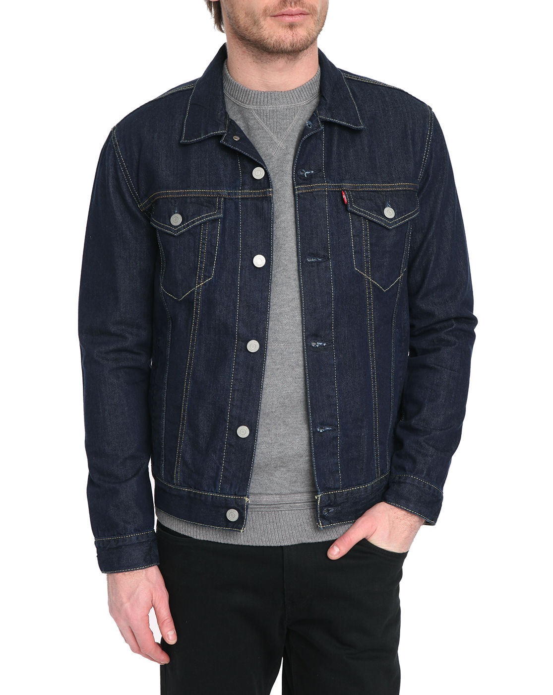 Levi's Straight Cut Raw Denim Trucker Jacket in Blue for Men (denim) | Lyst