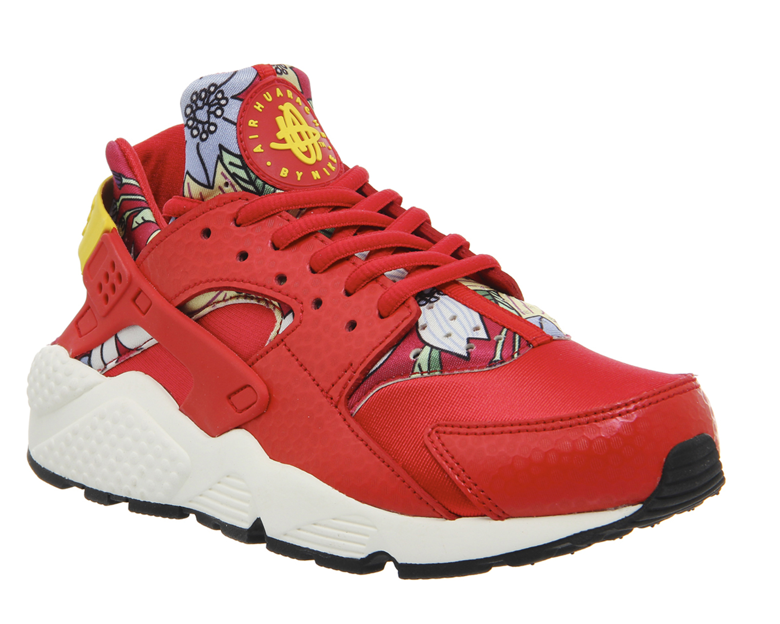 red huaraches with white bottoms