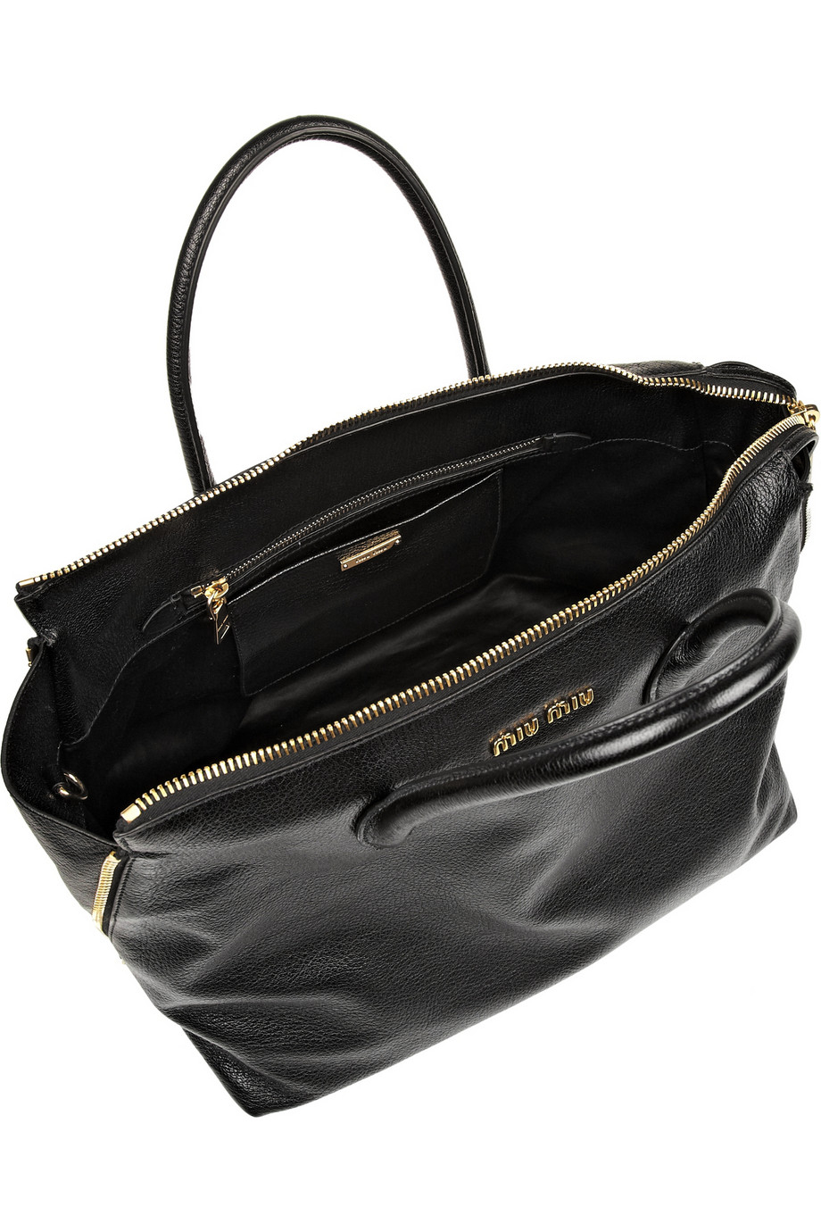 Miu Miu Madras TexturedLeather Tote in Black Lyst