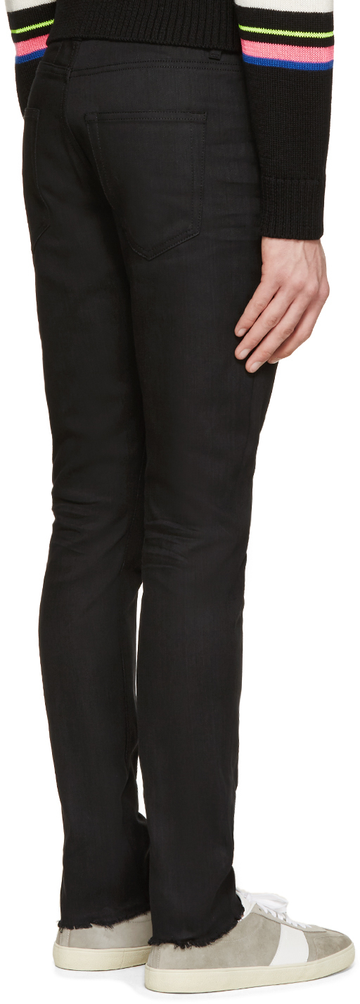 raw edge black jeans