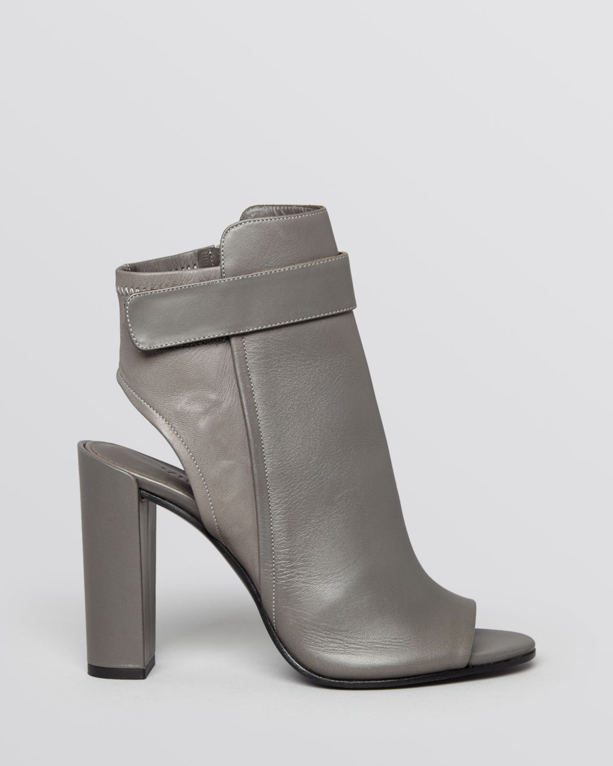 grey open toe booties