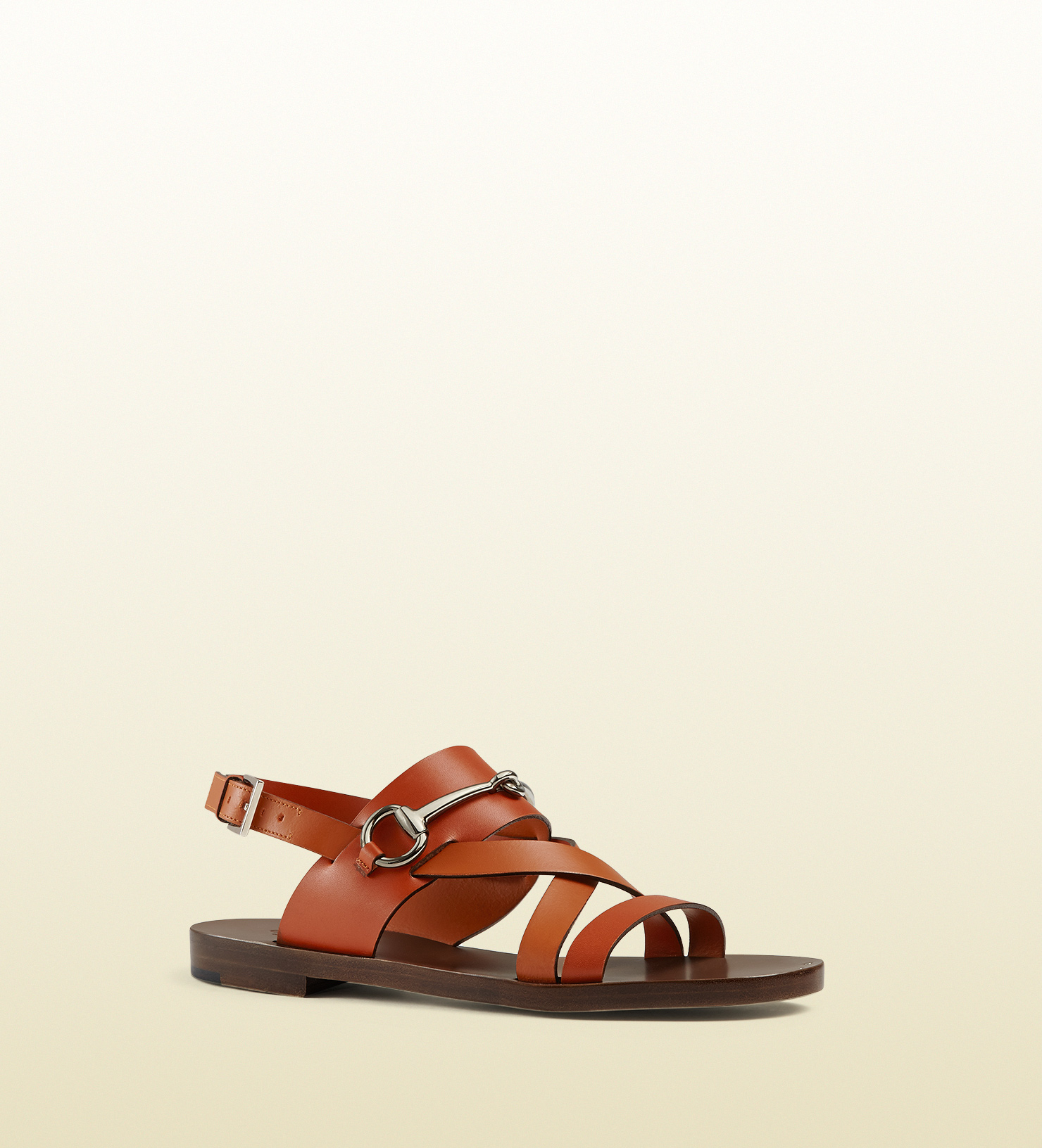  Gucci  Leather Horsebit Sandals  in Brown Lyst