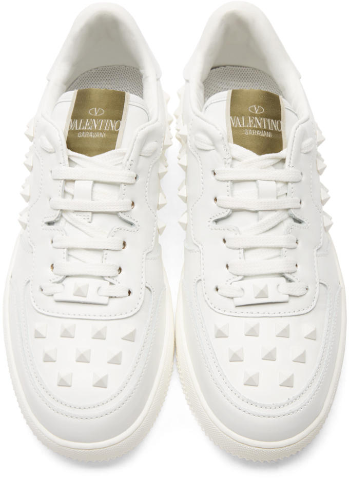 White Leather Studded Sneakers 