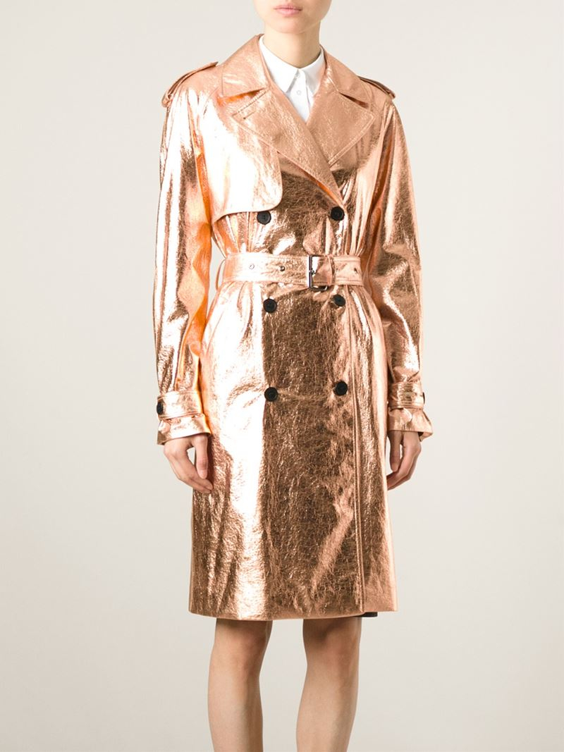 Burberry Metallic Leather Trench Coat In Lyst
