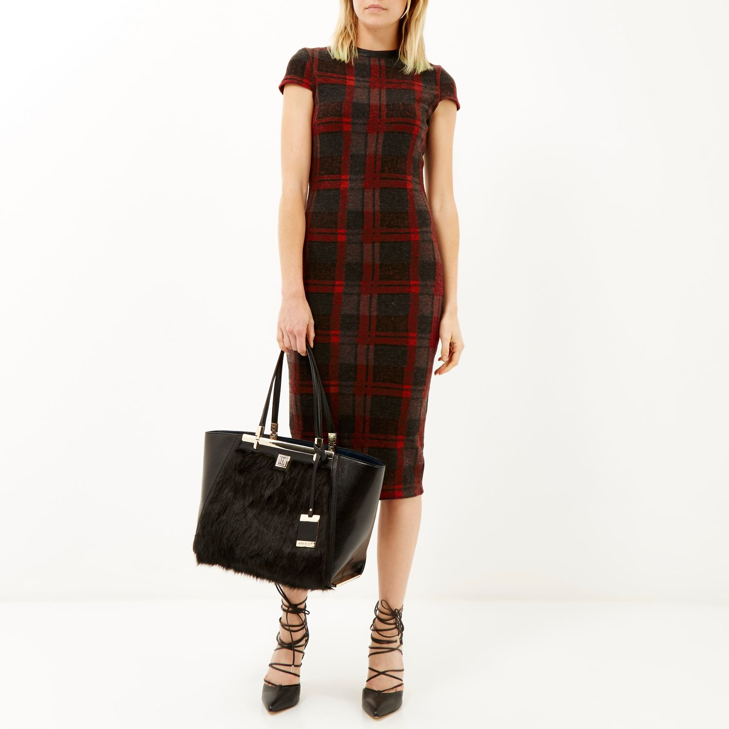 River Island Black Faux Fur Winged Tote Handbag In Lyst Gallery
