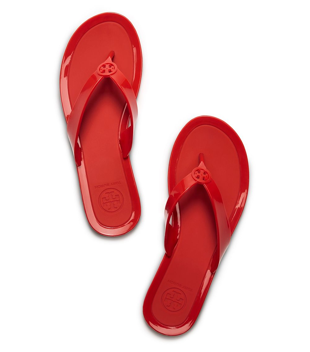 red tory burch jelly sandals