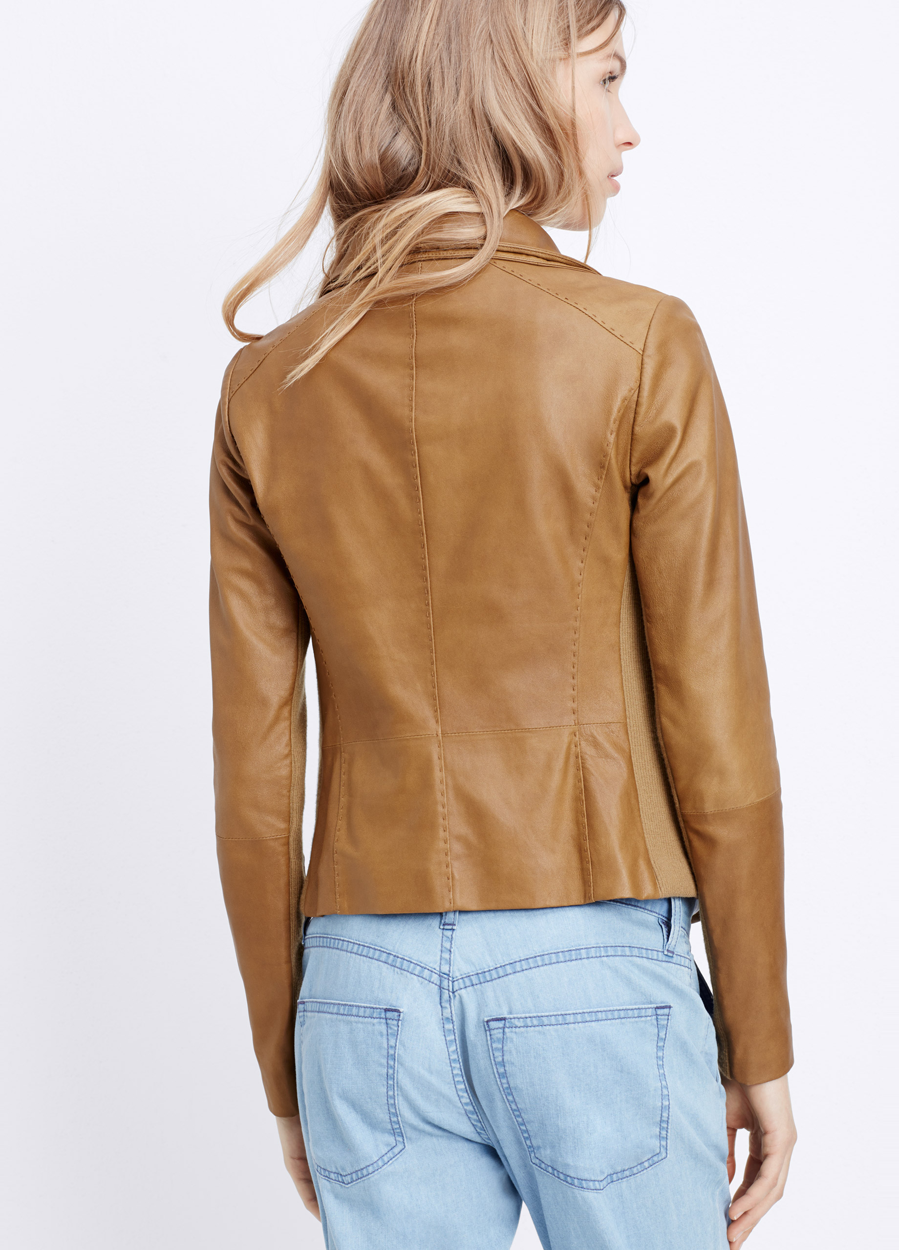 Women S Brown Feather Leather Scuba Jacket