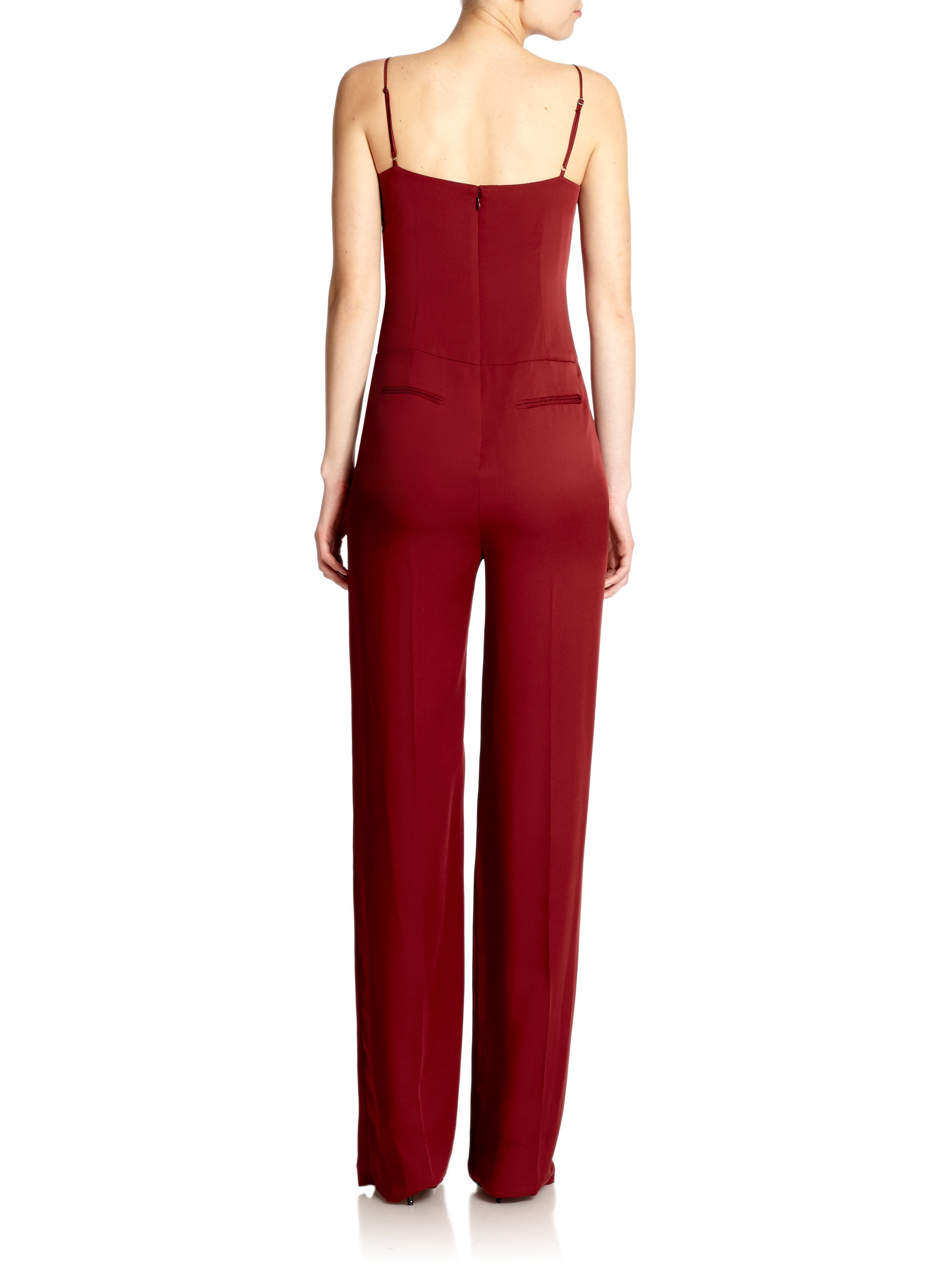 Theory Vintan Silk Jumpsuit in Red - Lyst