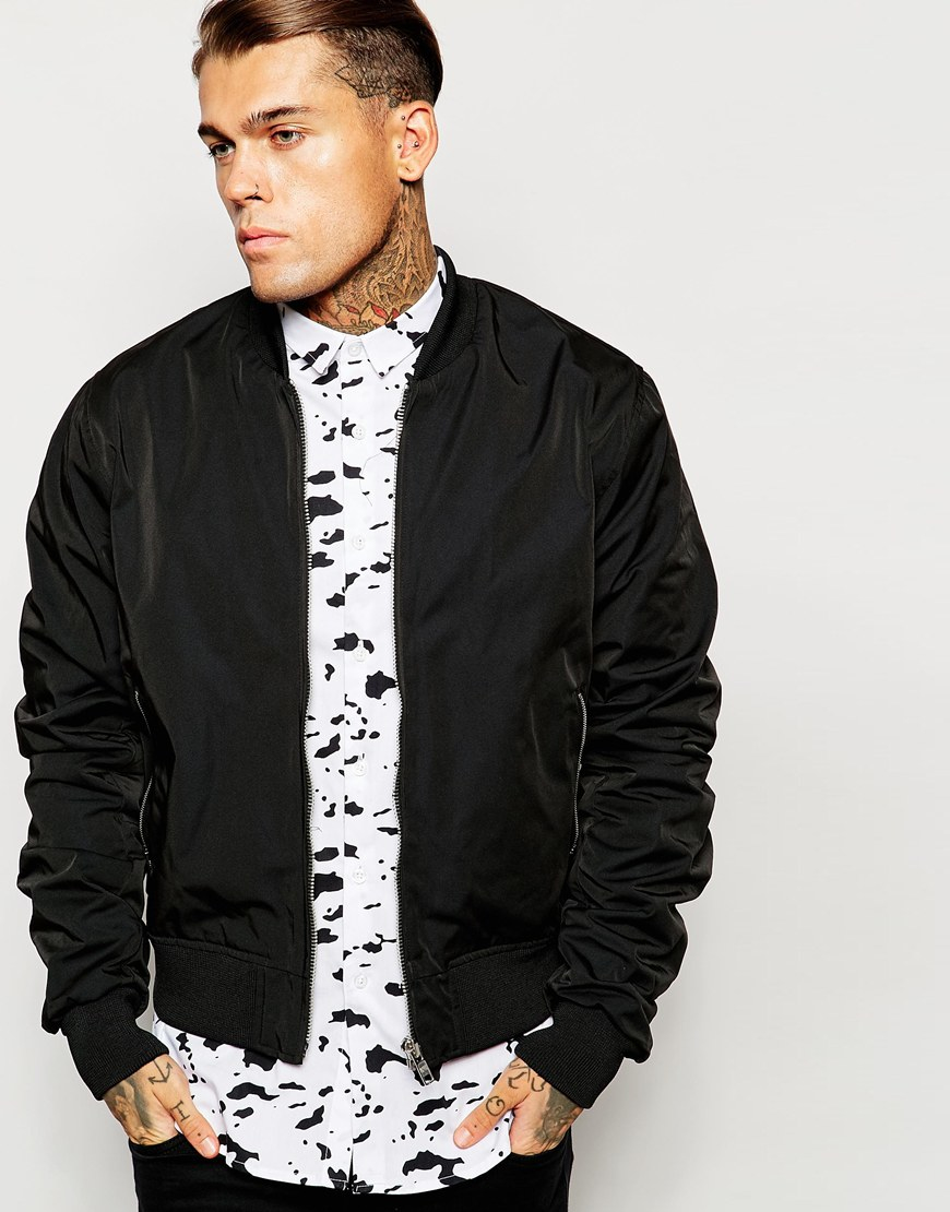 ASOS Bomber Jacket With Zip Sleeve In for |