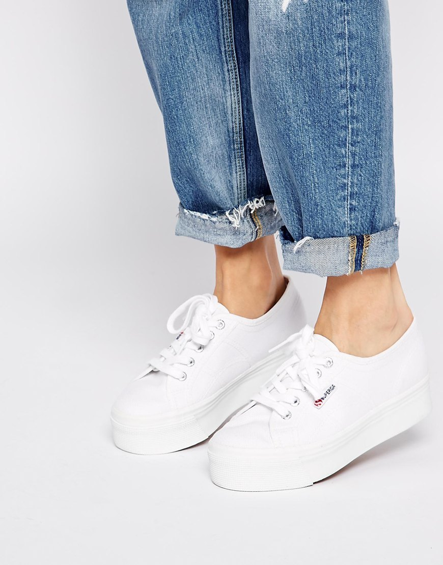 superga flatform white