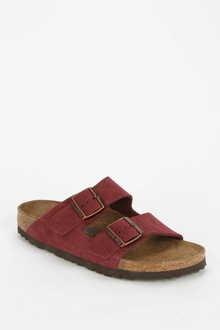 Birkenstock Arizona Soft Footbed Suede Sandal in Maroon (Red) - Lyst
