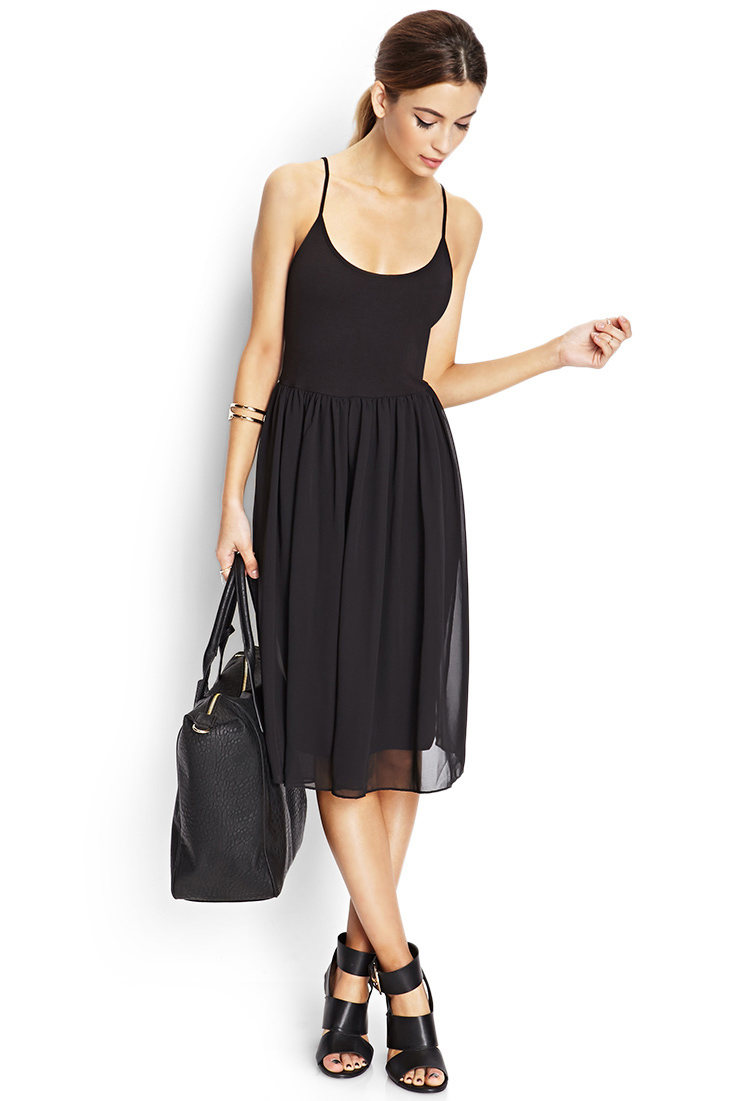 forever 21 black midi dress
