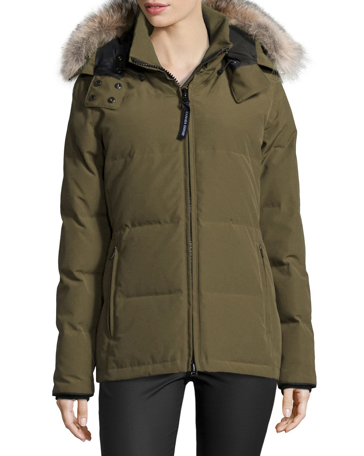 Canada goose Chelsea Fur-hood Parka Coat in Green | Lyst