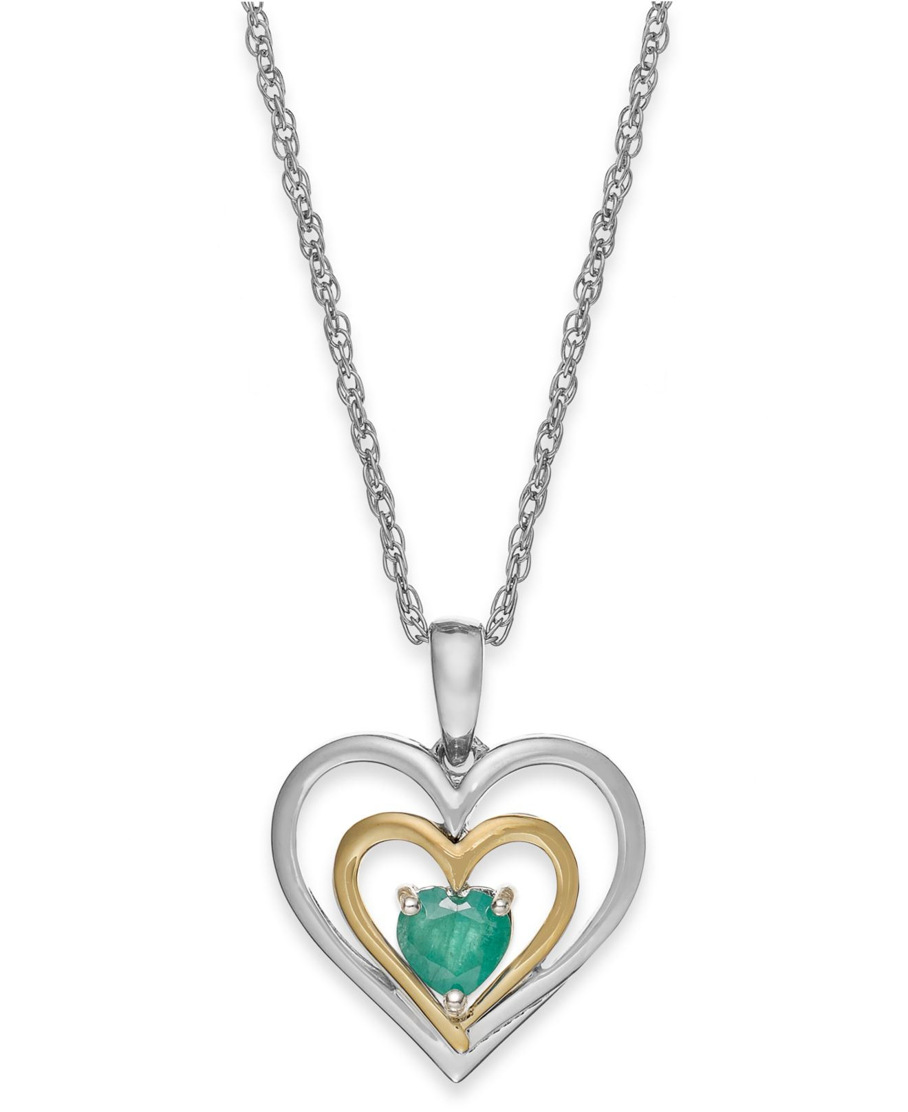 Macy&#39;s Gemstone Heart Pendant Necklace In 14k Gold And Sterling Silver (5/8 Ct. T.w.) in Silver ...