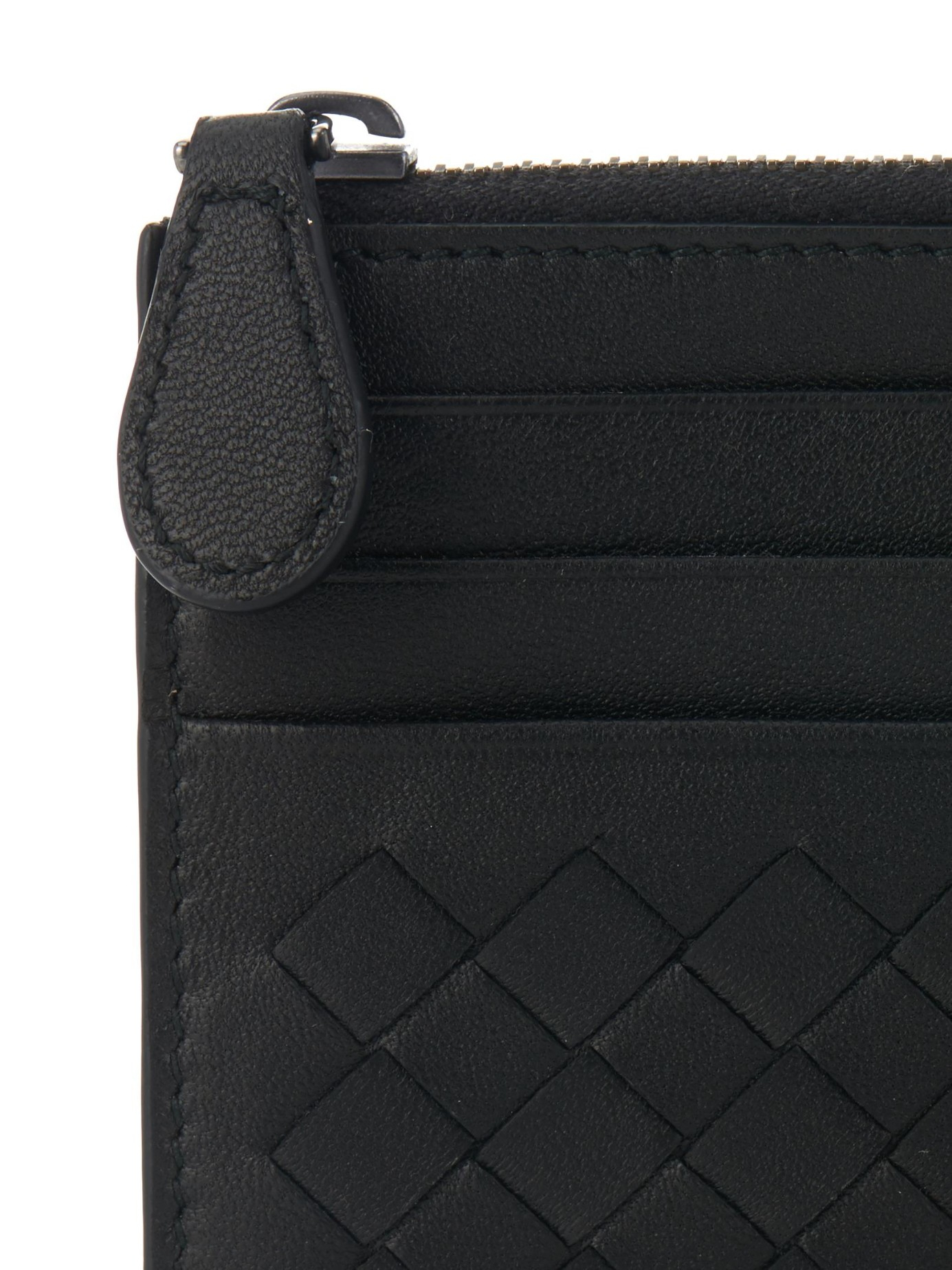 Bottega Veneta Intrecciato Leather Zip Cardholder in Black for Men 