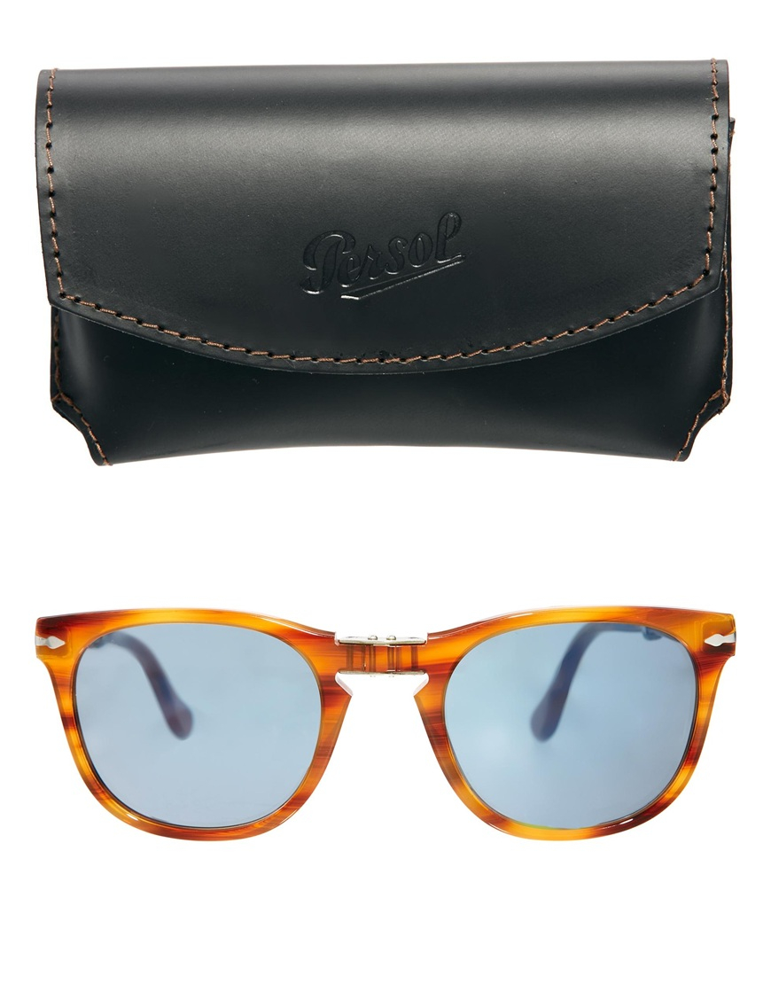 Persol Folding Wayfarer Sunglasses in Yellow (Orange) for Men Lyst