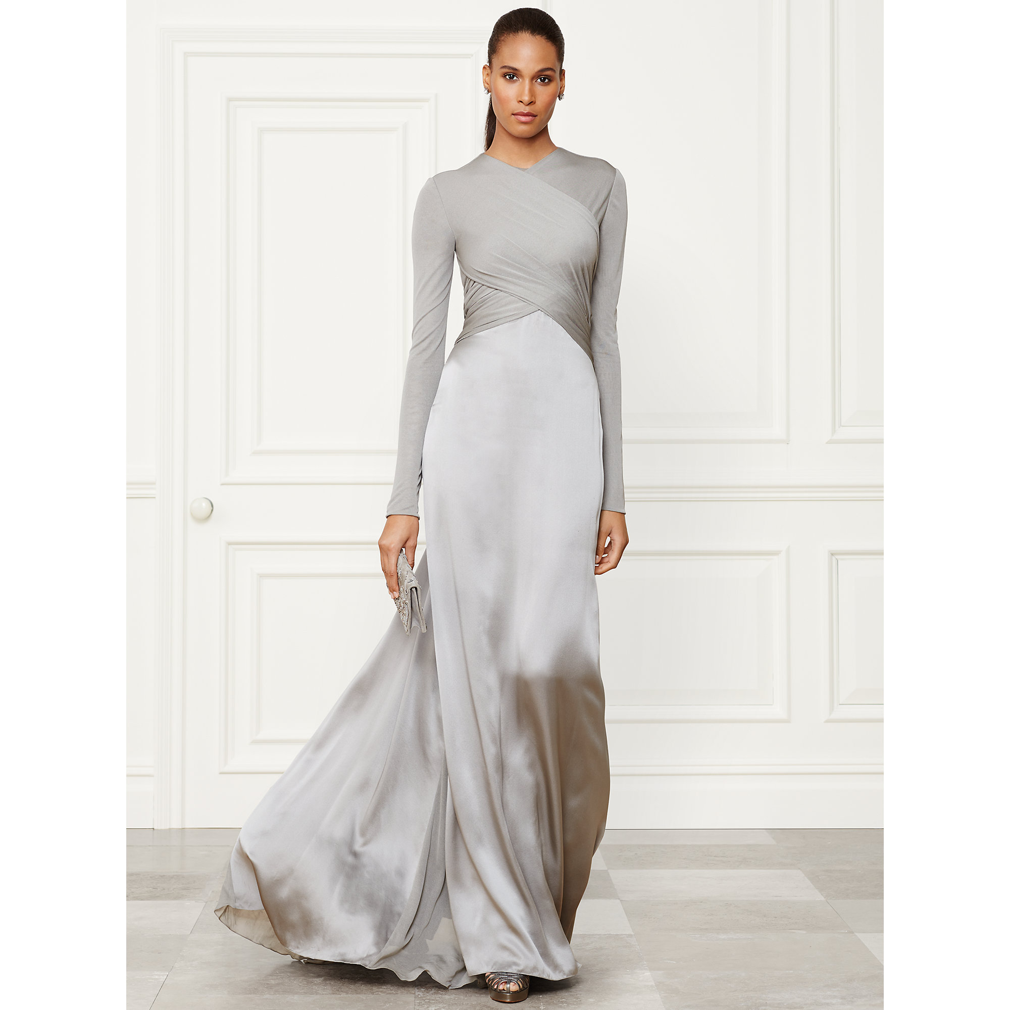 Ralph Lauren Collection Fiona Evening Gown in Grey (Gray) - Lyst