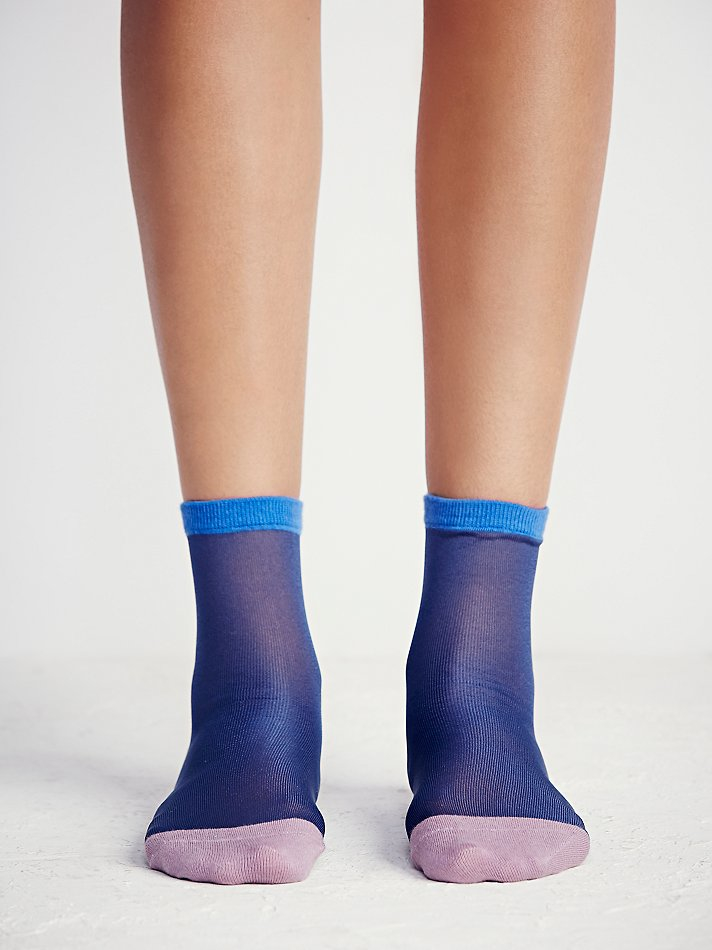 Free People Womens Anastasia Sheer Crew Sock in Navy (Blue) Lyst
