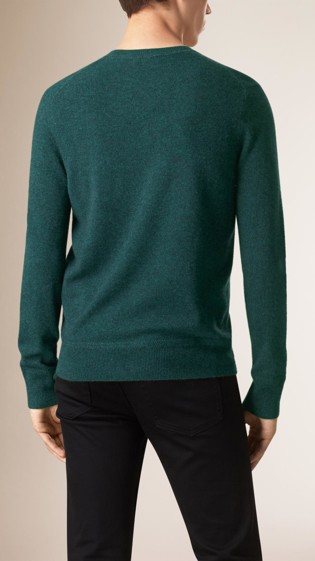 Burberry Crew Neck Cashmere Sweater Dark Forest Green for Men Lyst