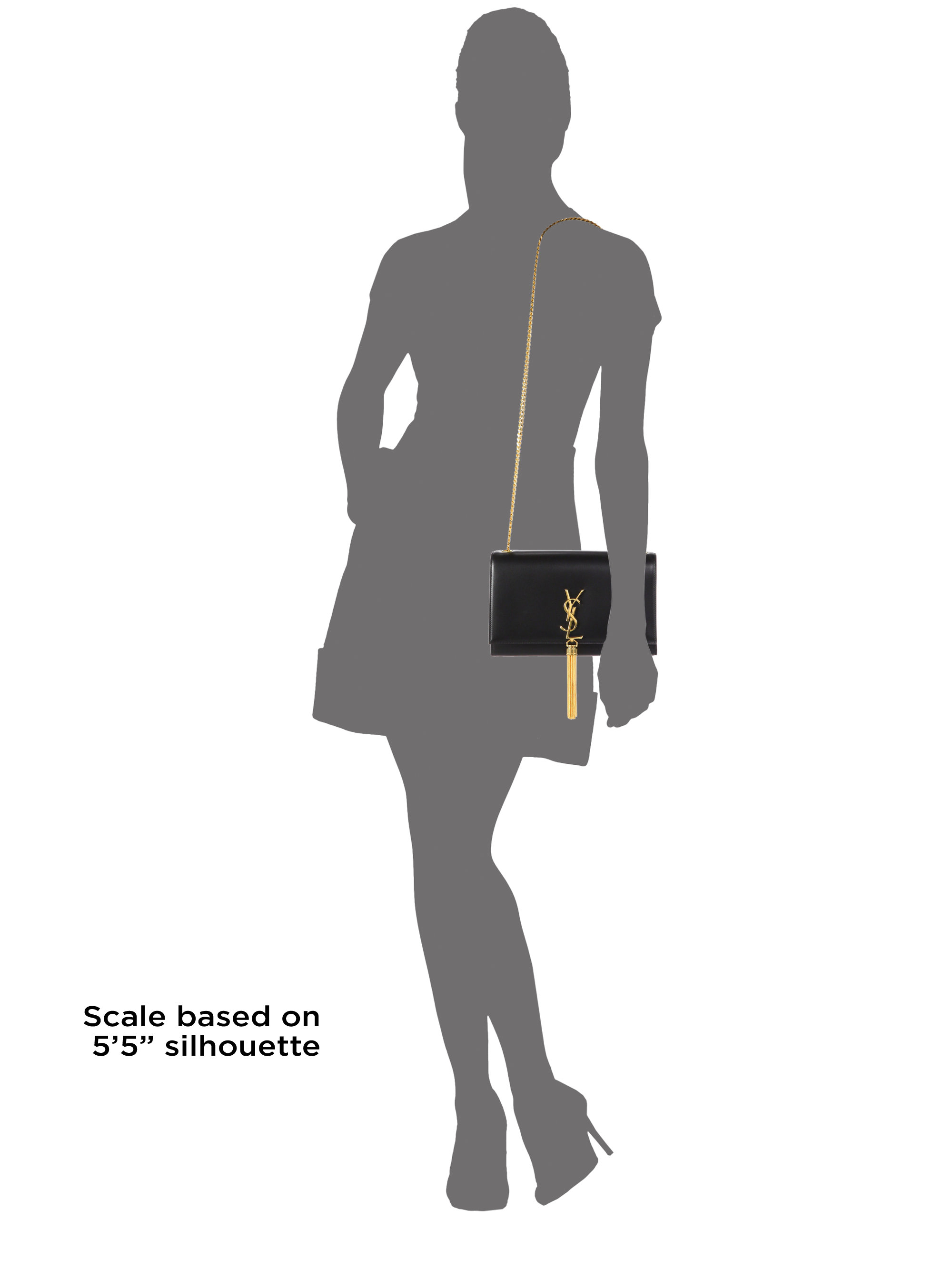 Saint laurent Medium Monogram Tassel Chain Bag in Black (NERO ...