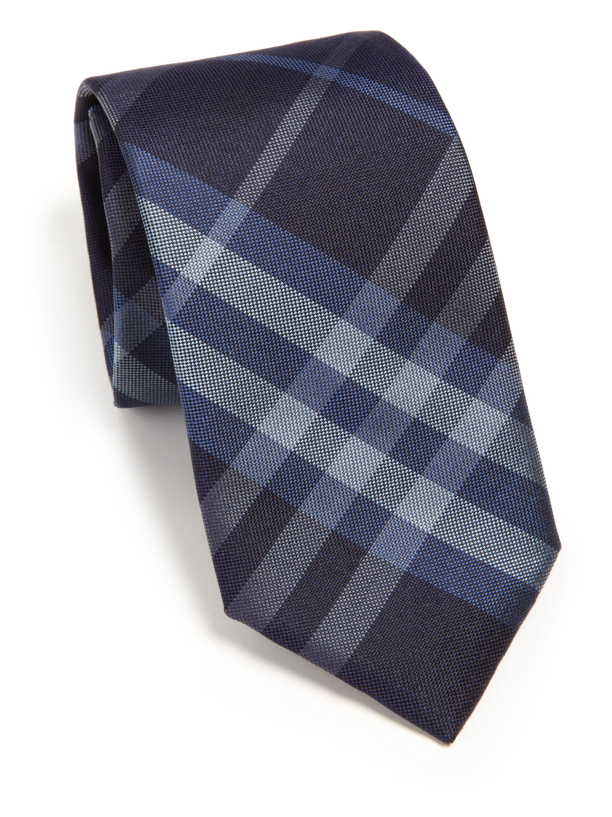 Burberry Manston Check Silk Tie in Blue for Men | Lyst