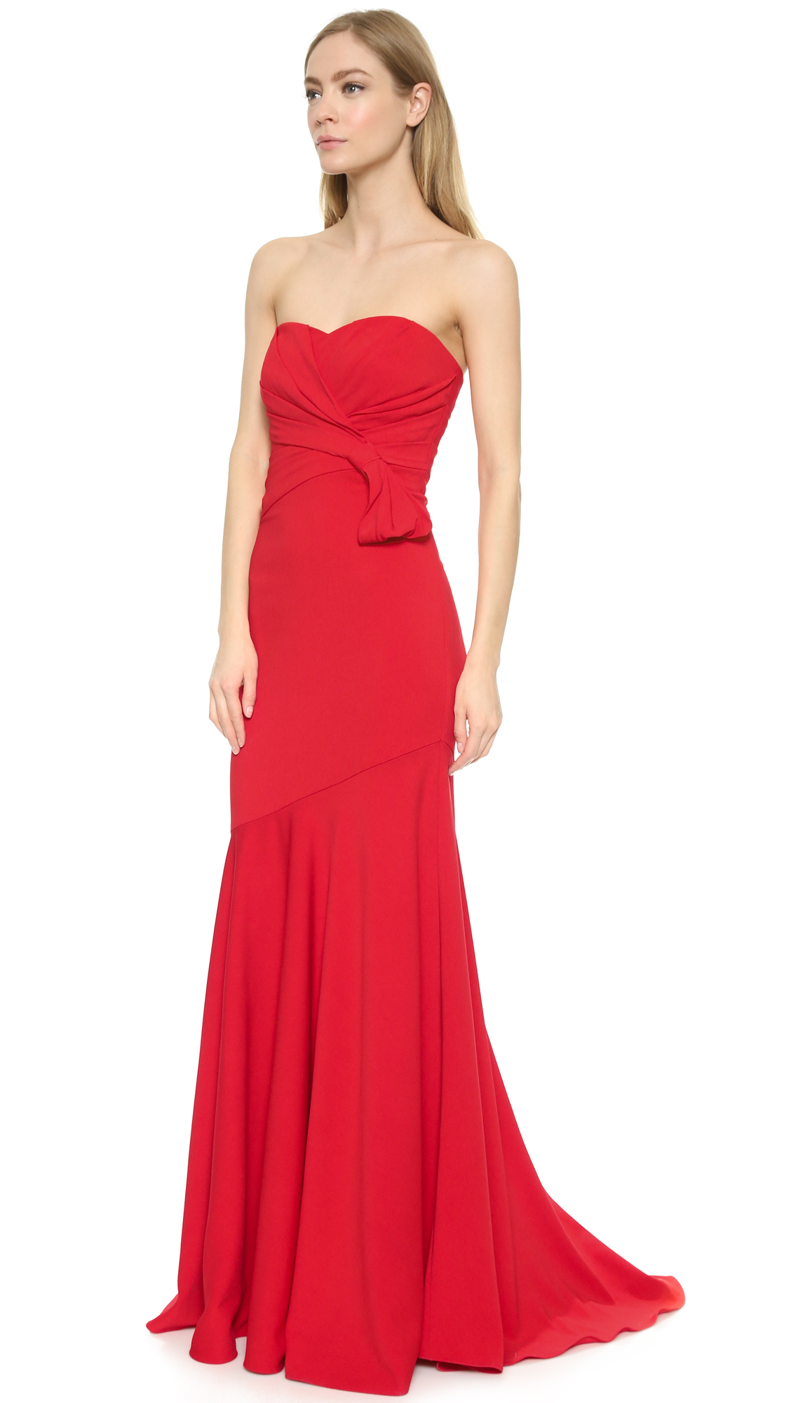 badgley mischka red gown