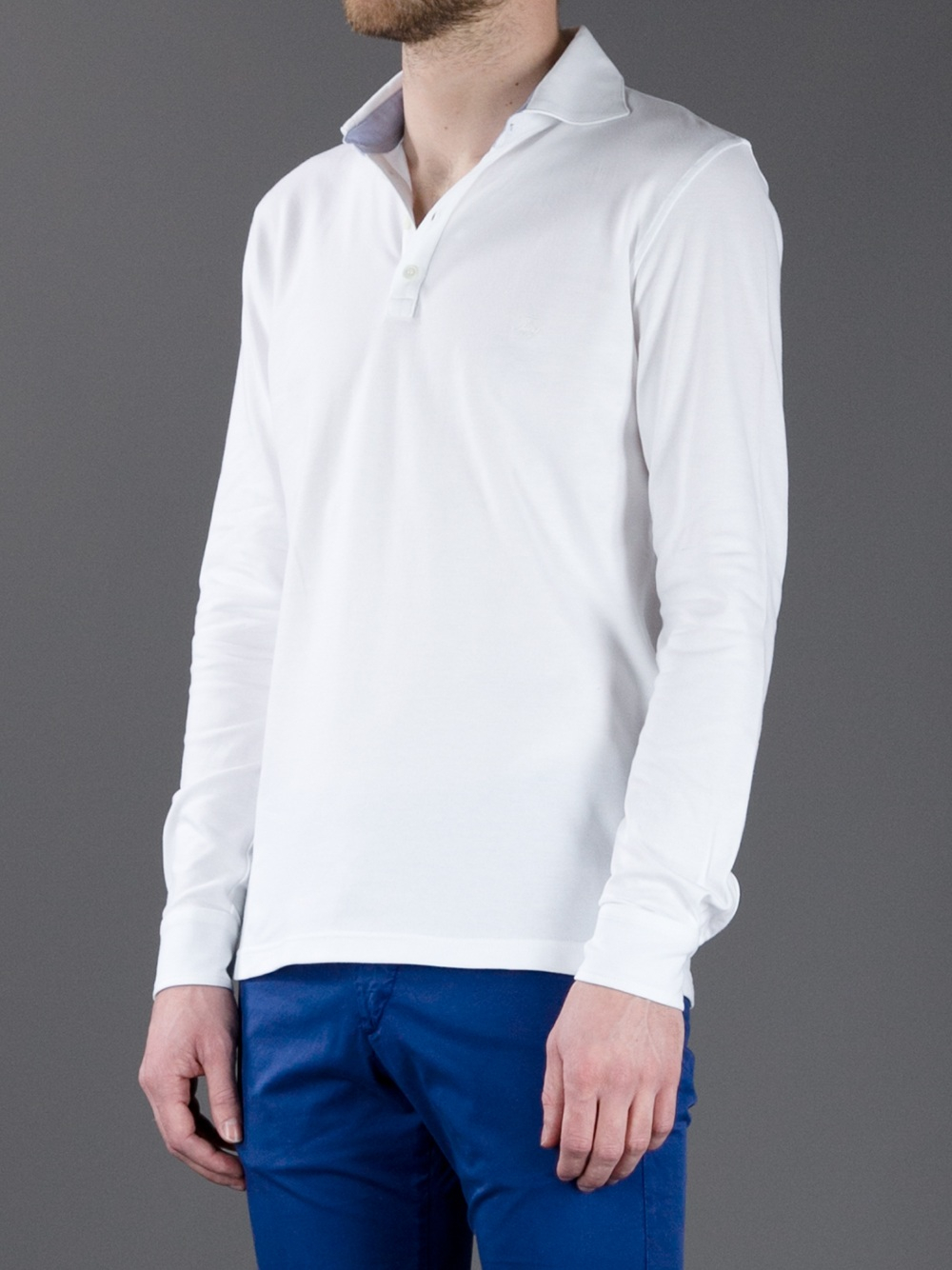 Fay Long Sleeve Polo Shirt in White for Men Lyst